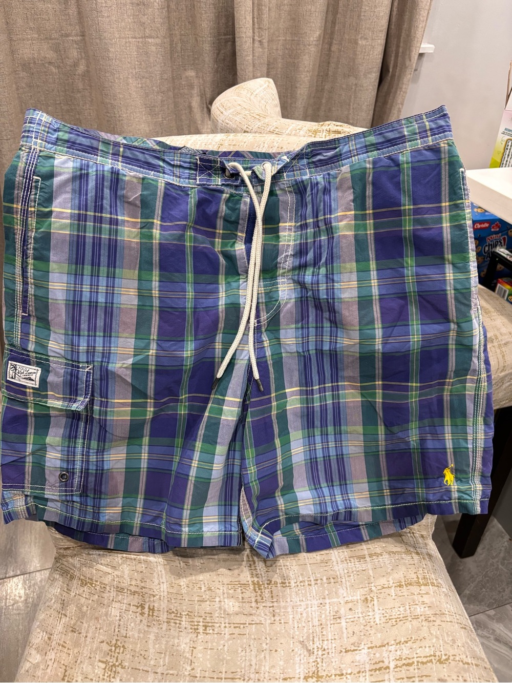 Polo by Ralph Lauren Blue & Green Plaid Swim Shorts vintage